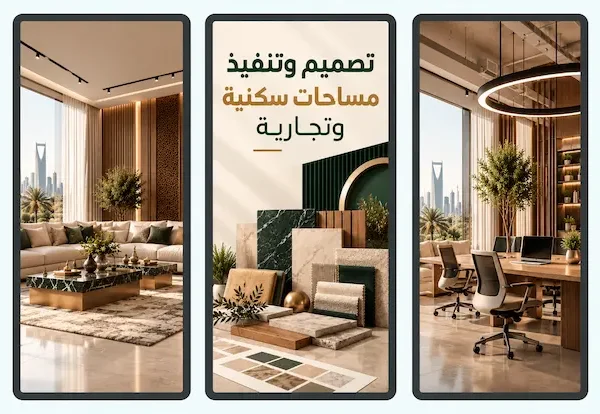 تصميم وتنفيذ مساحات سكنية وتجارية 600x414